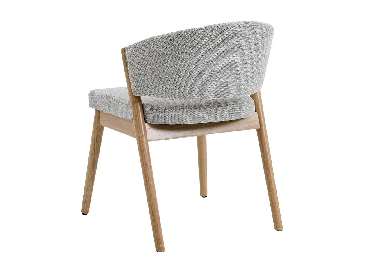ALBA-Chaise bois naturel et tissu Trendy Grège (x2)