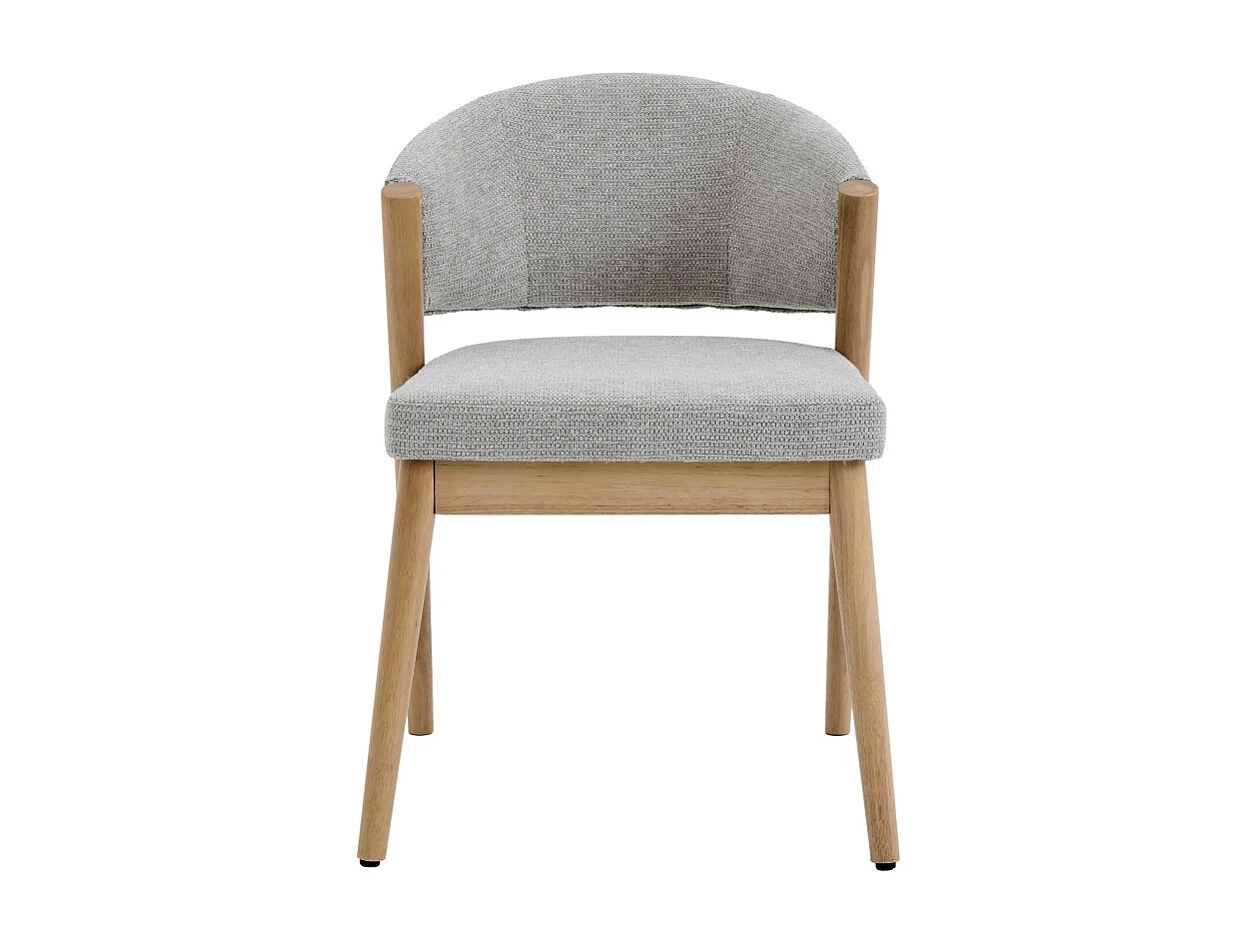 ALBA-Chaise bois naturel et tissu Trendy Grège (x2)