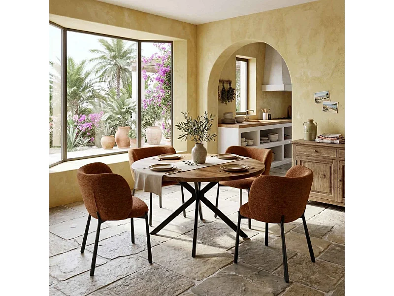 SOAN-Fauteuil de table en tissu Luxury Terracotta  (x2)