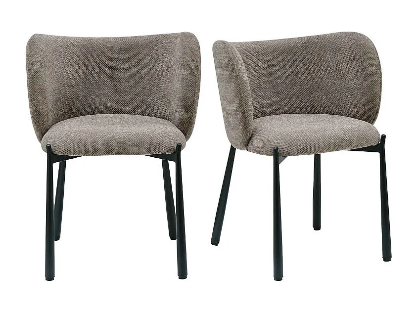SOAN-Fauteuil de table en tissu Luxury Taupe (x2)