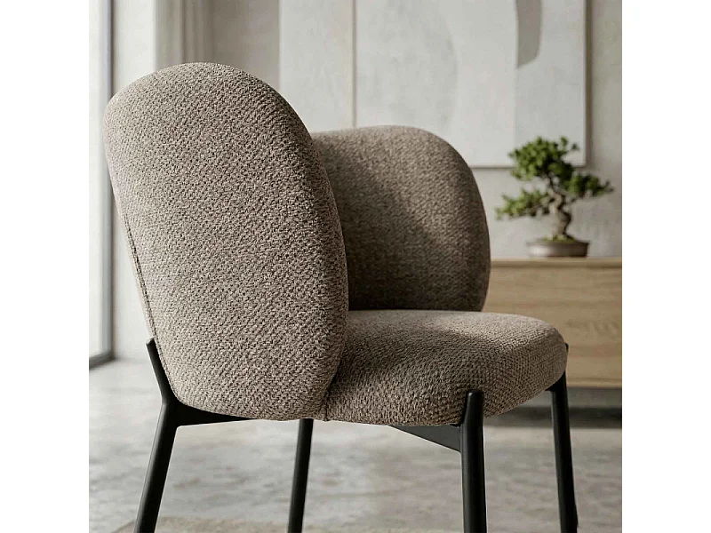 SOAN-Fauteuil de table en tissu Luxury Taupe (x2)