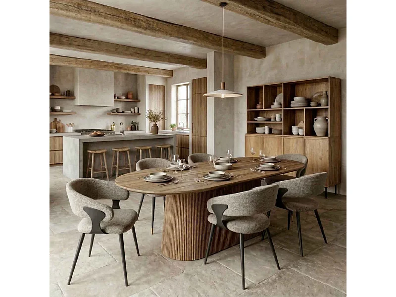 NINO-Fauteuil de table en tissu Luxury Taupe (x2)