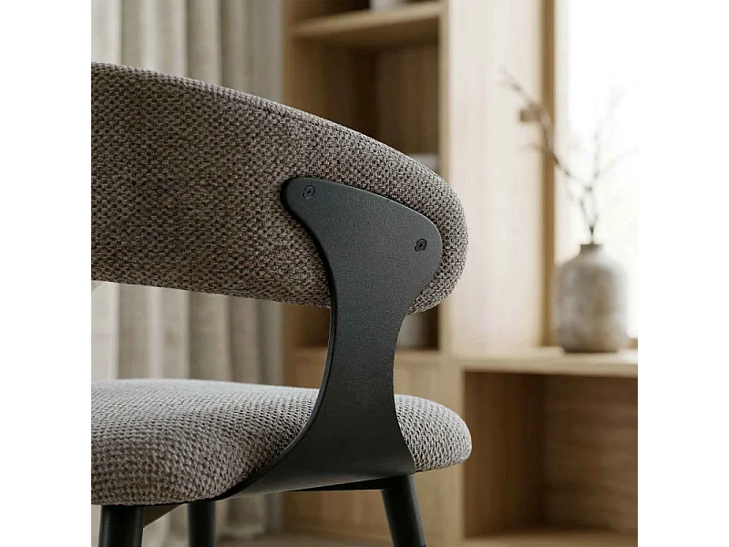 NINO-Fauteuil de table en tissu Luxury Taupe (x2)