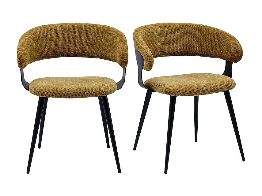 NINO-Fauteuil de table en tissu Luxury Moutarde (x2)