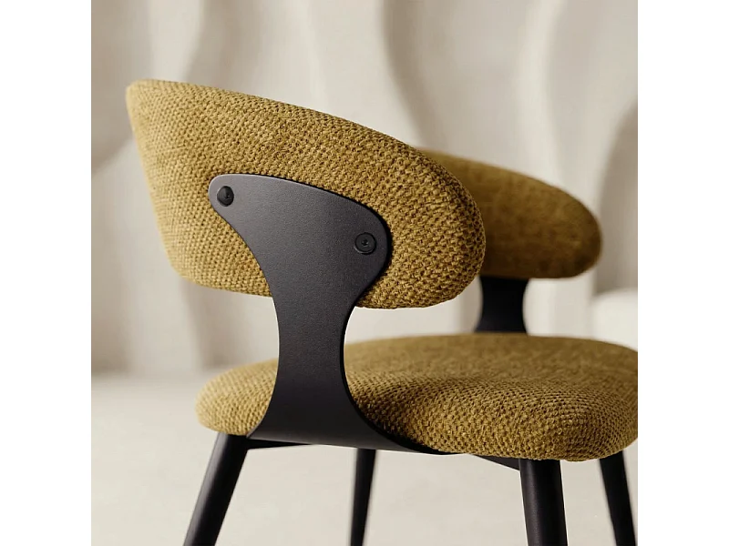 NINO-Fauteuil de table en tissu Luxury Moutarde (x2)