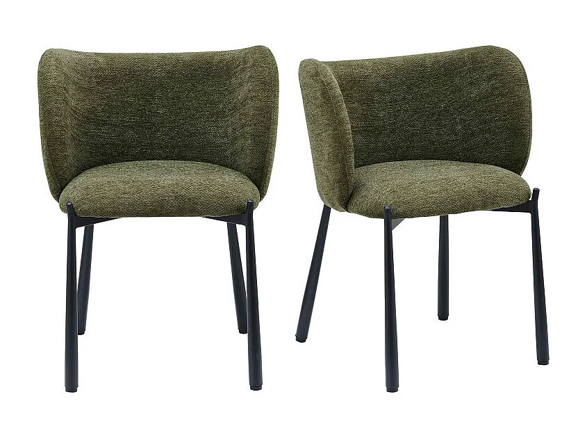 SOAN-Fauteuil de table en tissu Luxury Kaki (x2)