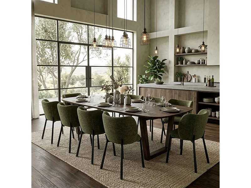 SOAN-Fauteuil de table en tissu Luxury Kaki (x2)