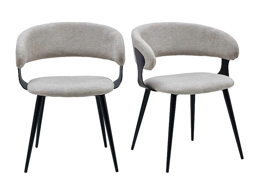 NINO-Fauteuil de table en tissu Luxury Grège (x2)