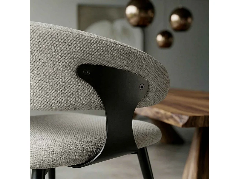 NINO-Fauteuil de table en tissu Luxury Grège (x2)