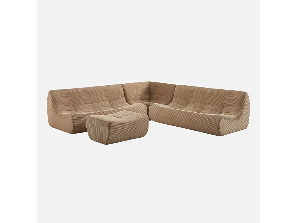 Sofá modular esquinero con reposapiés de terciopelo de pana fina, 7