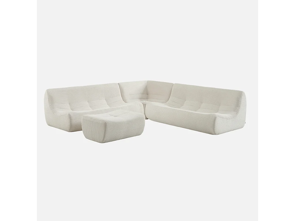 Sofá modular esquinero con reposapiés de terciopelo de pana fina, 7