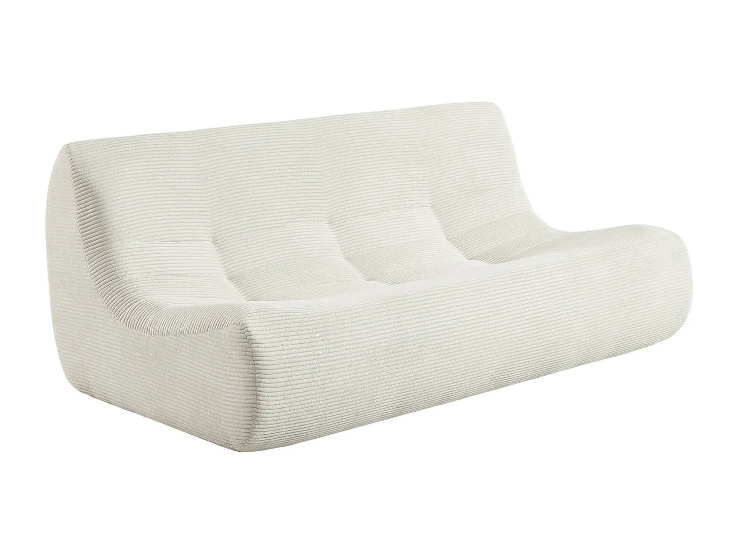 Canapé d'angle modulable 7 places avec repose pied velours côtelé crème - Sokol