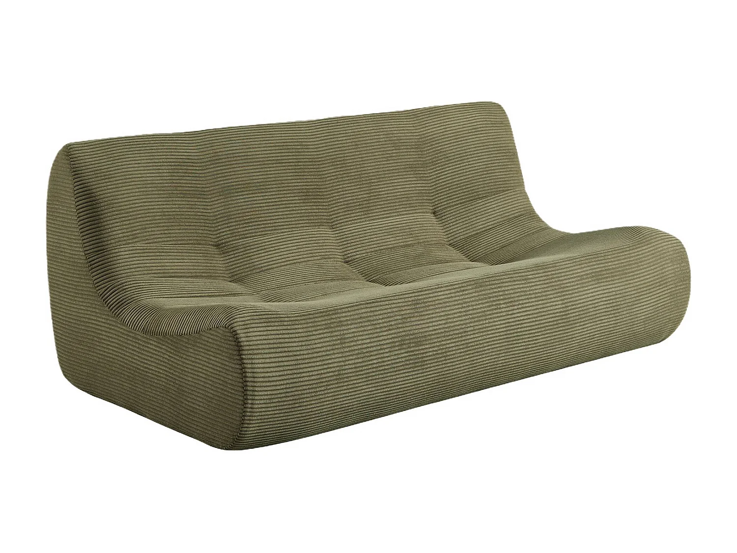 Canapé d'angle modulable 7 places avec repose pied velours côtelé kaki - Sokol