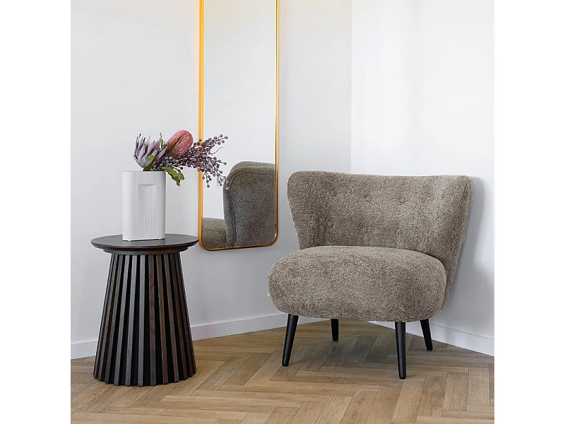 MOWN-Fauteuil en tissu bouclé taupe