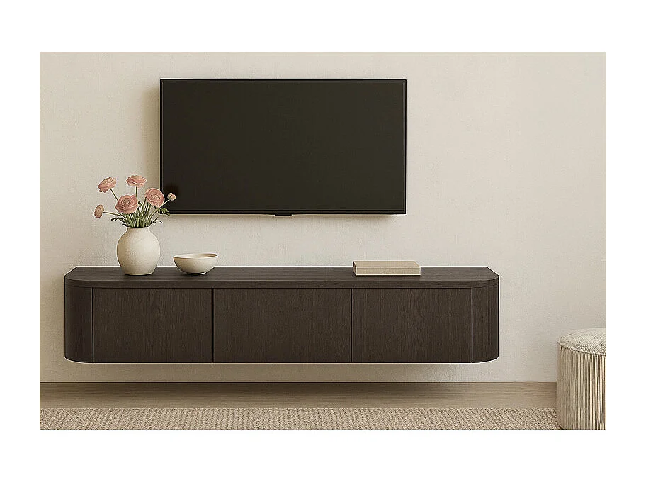 TIAGO-Meuble TV mural 180 cm Chêne expresso