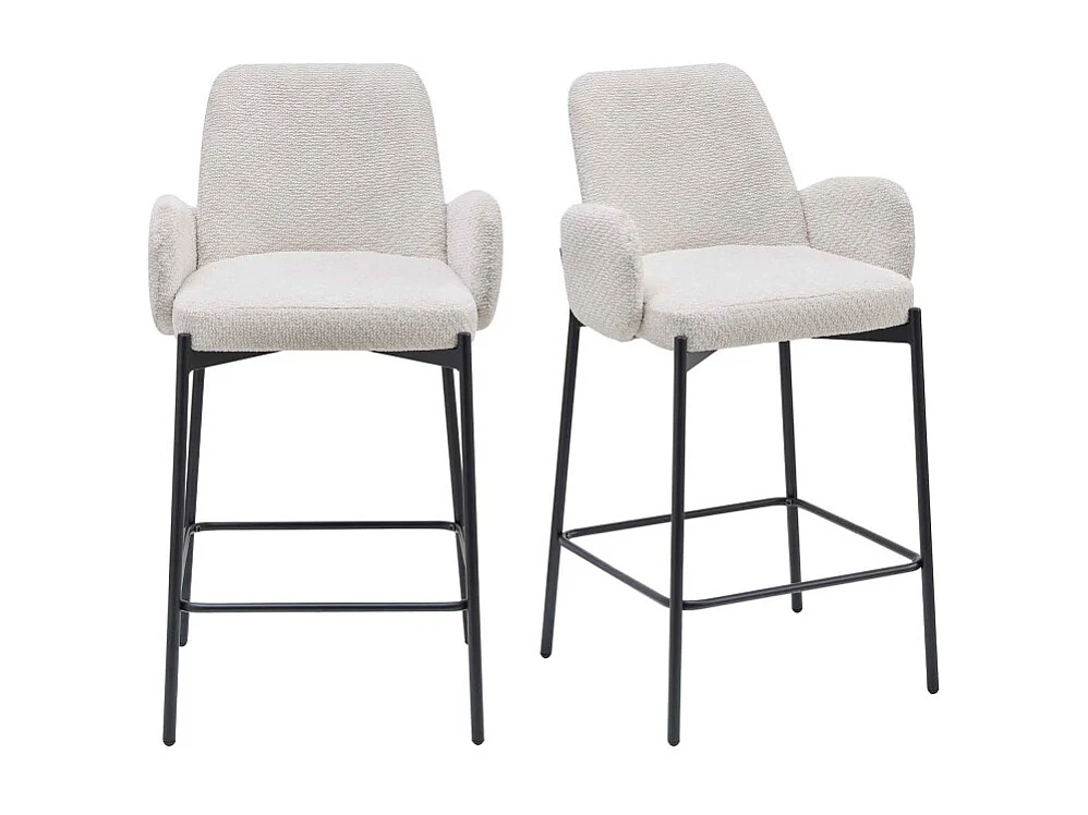 ALEX-Fauteuil de bar en tissu Ikon Coloris Lin (x2)