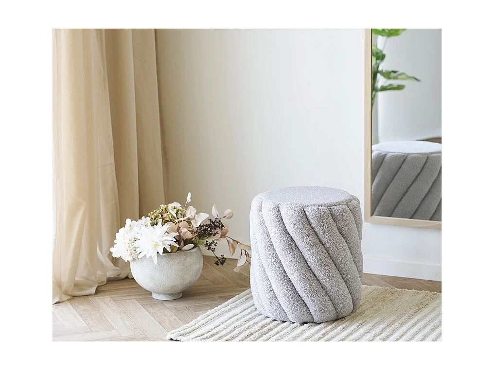 TORS-Pouf en tissu gris ø38 cm
