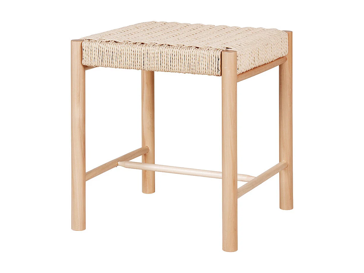 OZY-Tabouret avec assise en osier naturel et bois naturel 42x42 cm