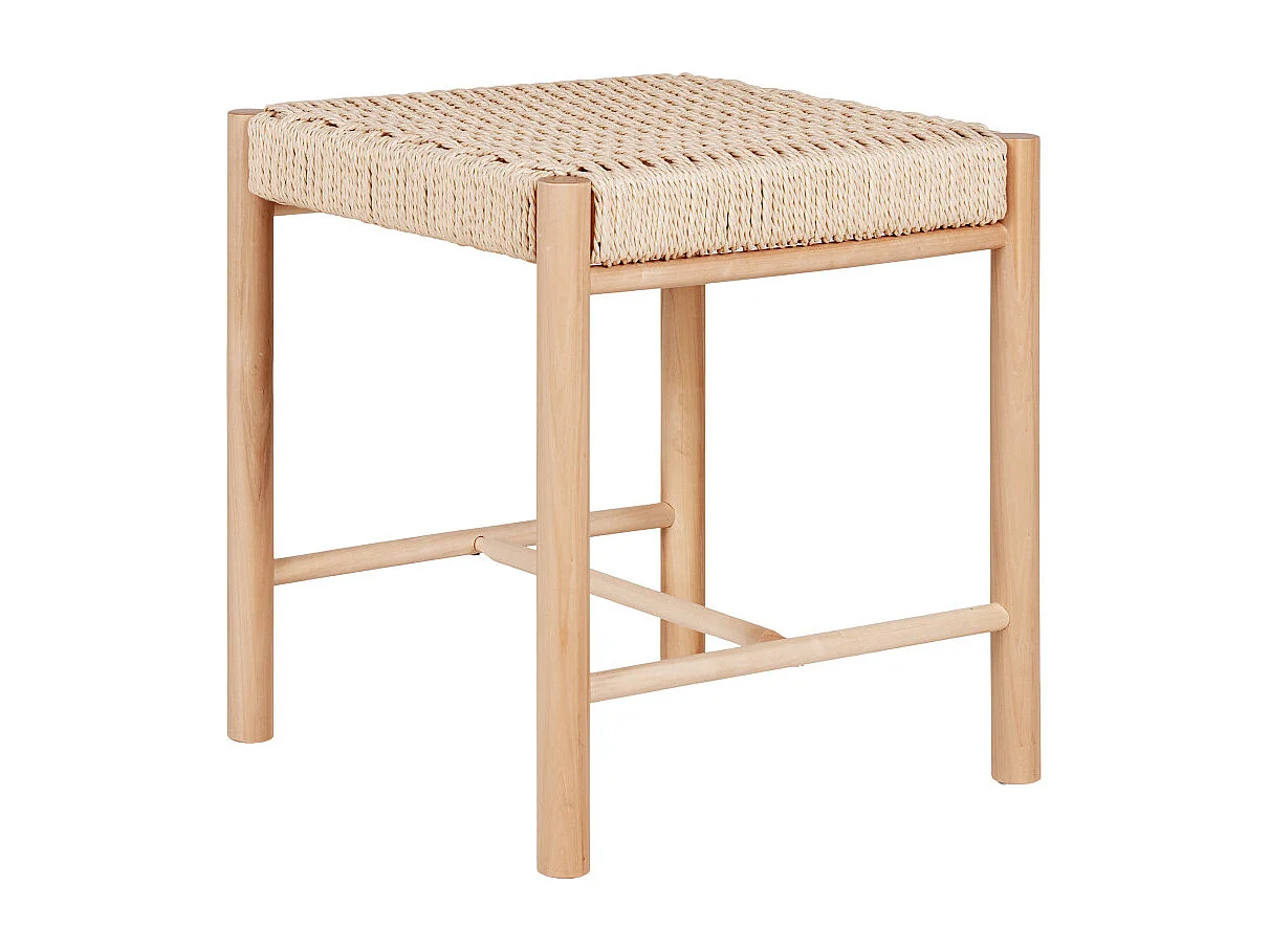 OZY-Tabouret avec assise en osier naturel et bois naturel 42x42 cm