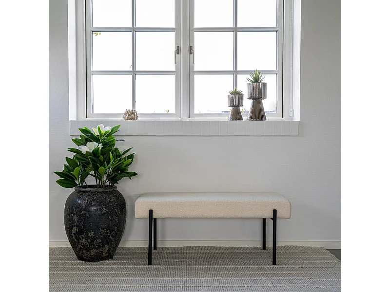 LONDON-Banc en tissu écru 100 cm