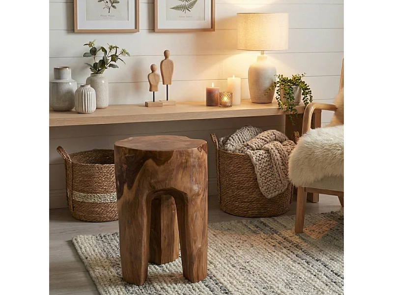 TIF- Tabouret en teck massif recyclé ø26 cm