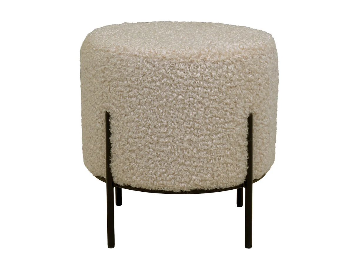 TED- Pouf en tissu bouclé taupe ø35,5 cm