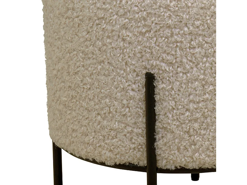 TED- Pouf en tissu bouclé taupe ø35,5 cm