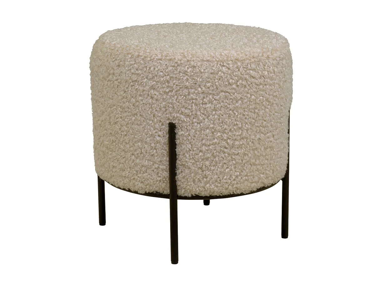 TED- Pouf en tissu bouclé taupe ø35,5 cm