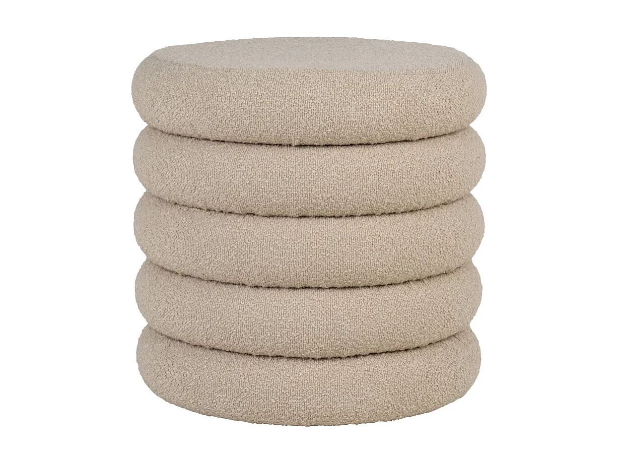 TOW- Pouf avec rangement en tissu bouclé beige ø44 cm