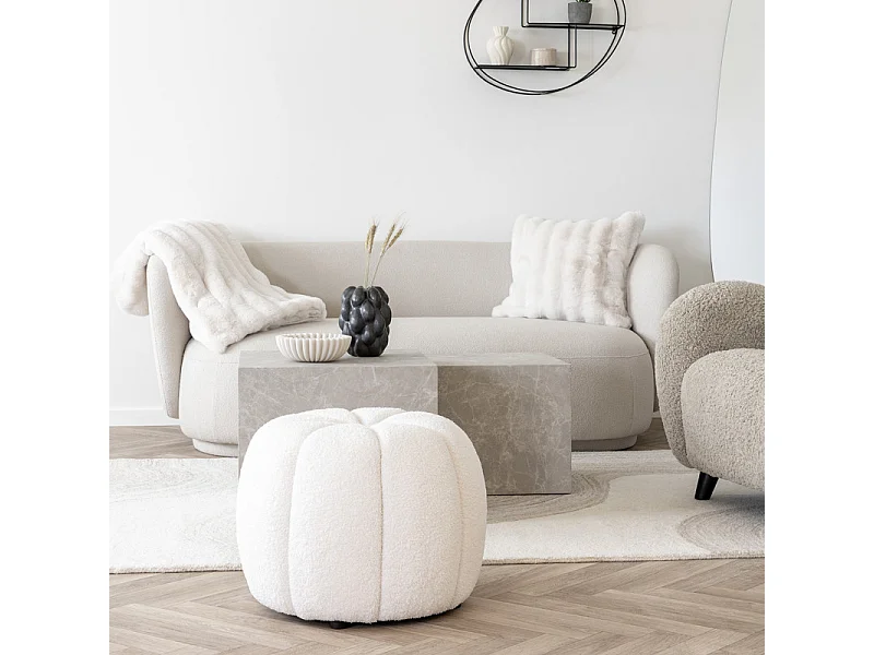 LOOM-Pouf écru ø48 cm