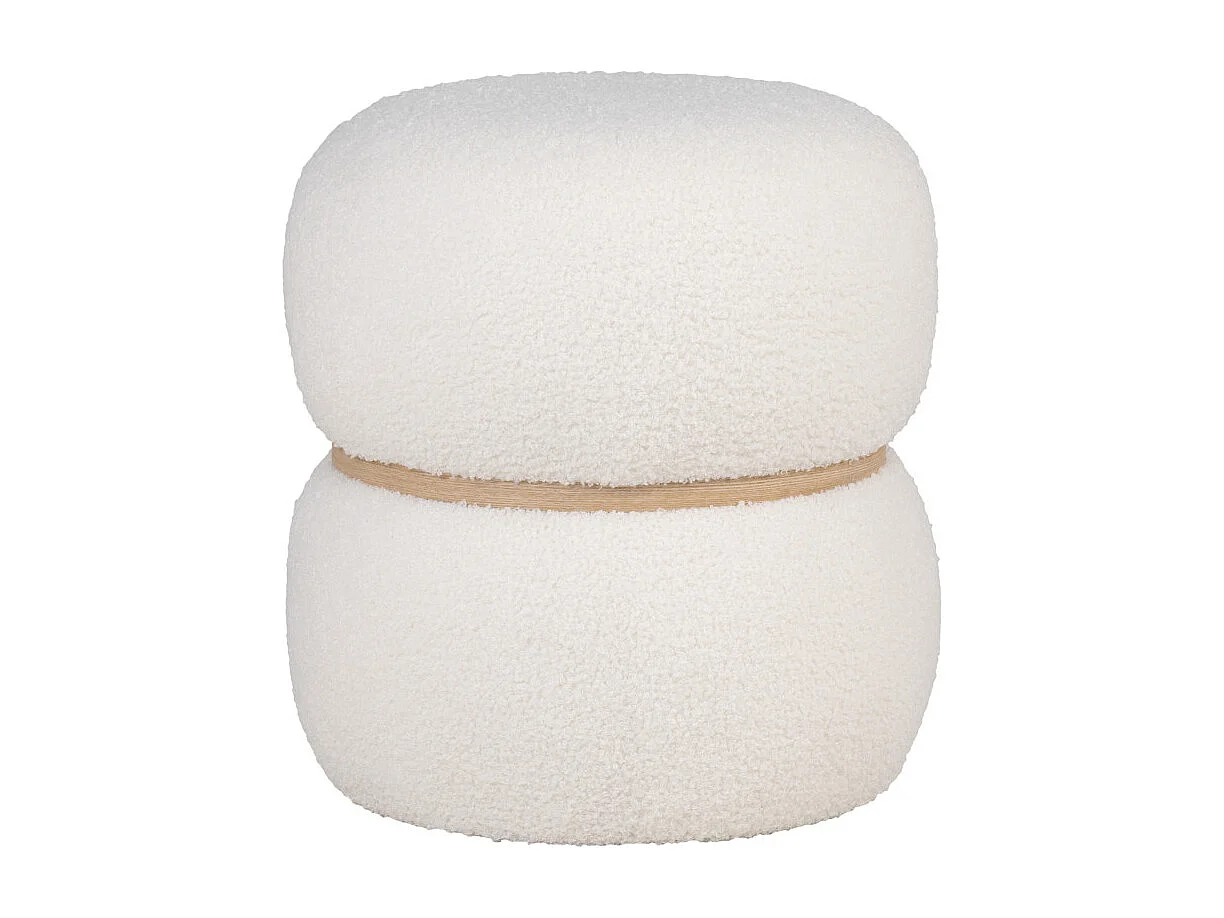 BULL-Pouf en tissu bouclé écru ø38 cm