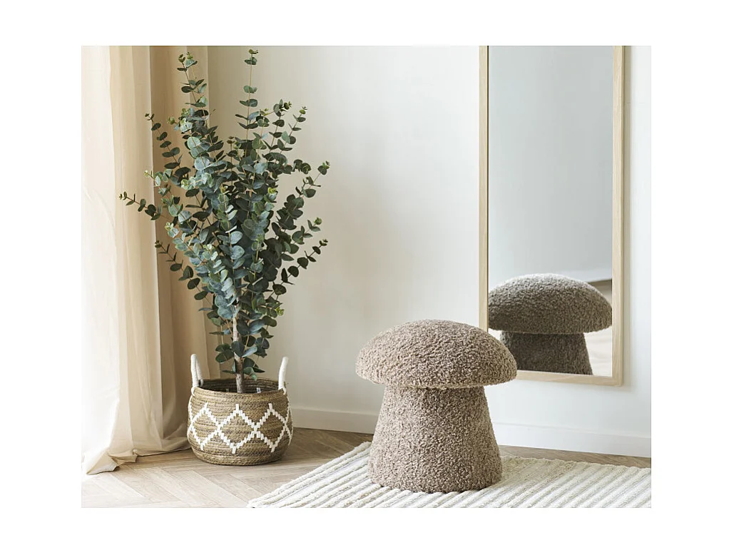 MUSHY- Pouf en fourrure artificielle marron ø45 cm