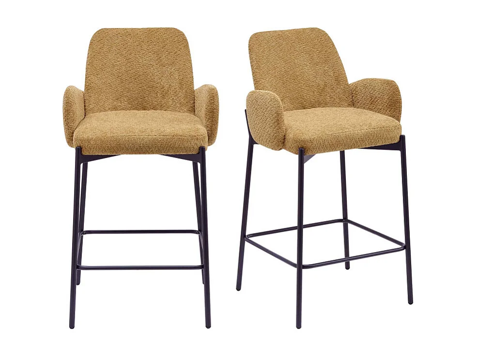 ALEX-Fauteuil de bar en tissu Ikon Ocre (x2)