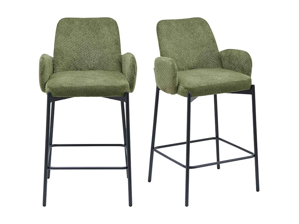 ALEX-Fauteuil de bar en tissu Ikon Olive (x2)