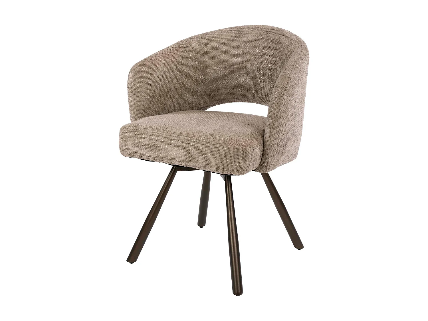 Chaise pivotante tissu doux sable pieds bronze (x2) CREEK