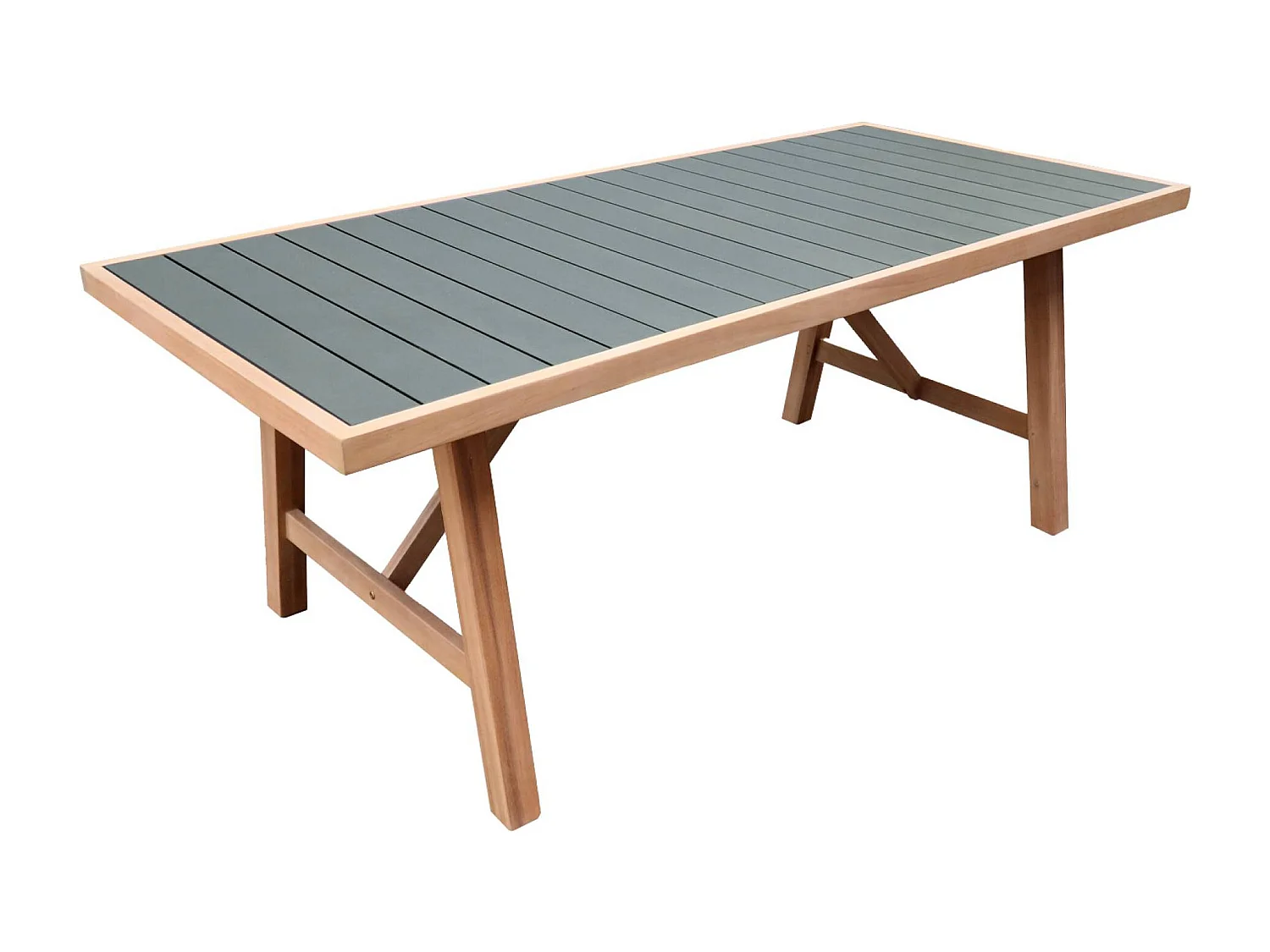 Set tavolo da giardino in legno di hevea e alluminio con 8 sedie,