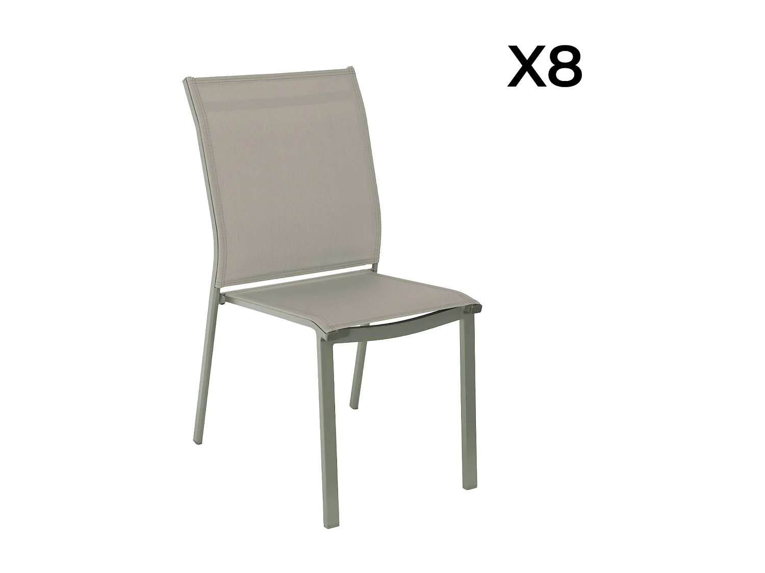 Set tavolo da giardino in legno di hevea e alluminio con 8 sedie,