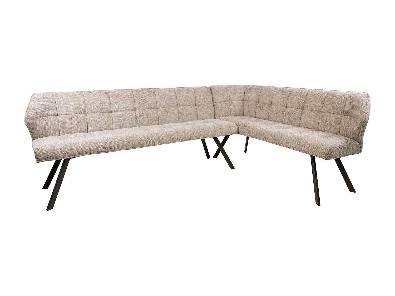 Banc de table tissu doux sable, angle droit MELBOURNE