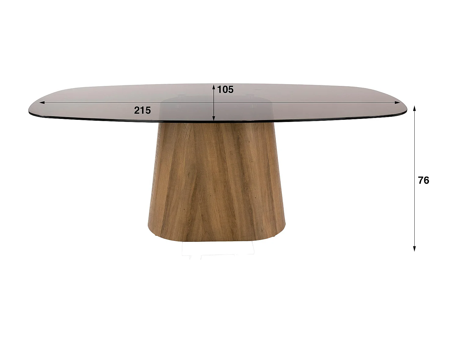 Table à manger en verre fumé design ovale organique 215 cm MILOS