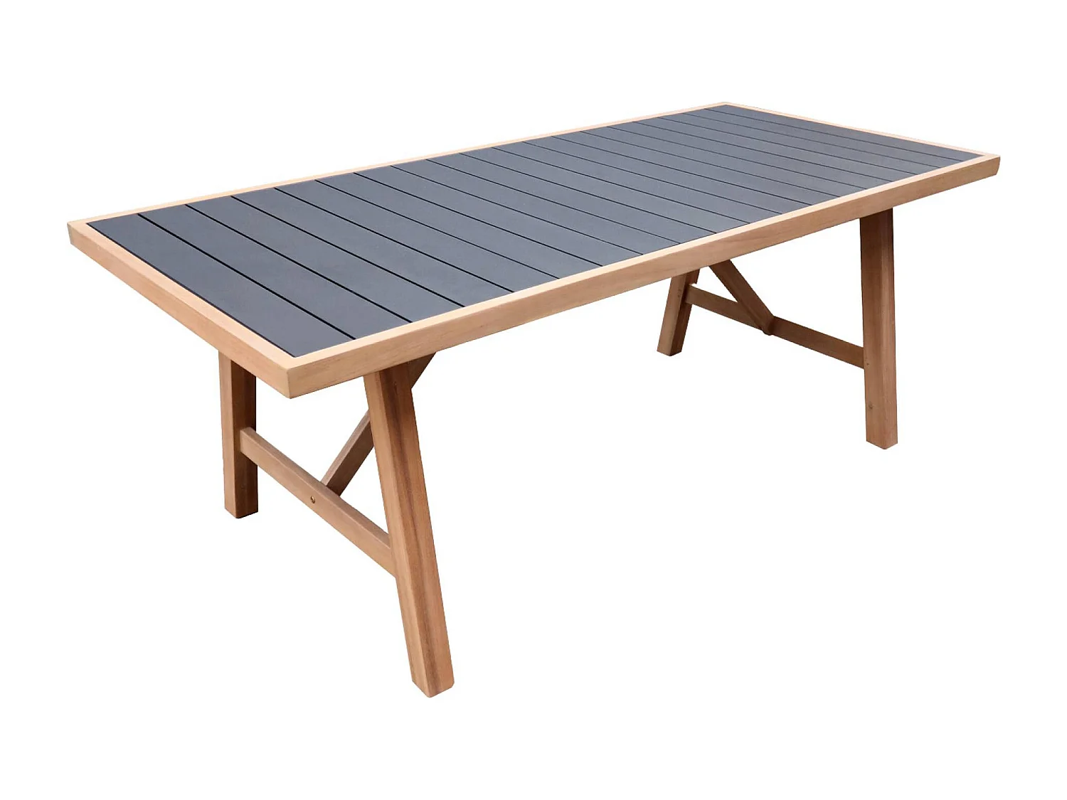 Set tavolo da giardino in legno di hevea e alluminio con 8 sedie,