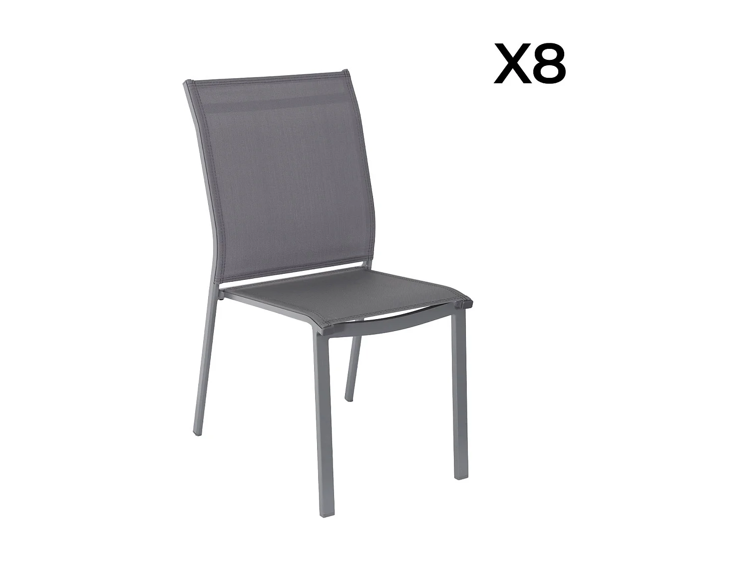 Set tavolo da giardino in legno di hevea e alluminio con 8 sedie,