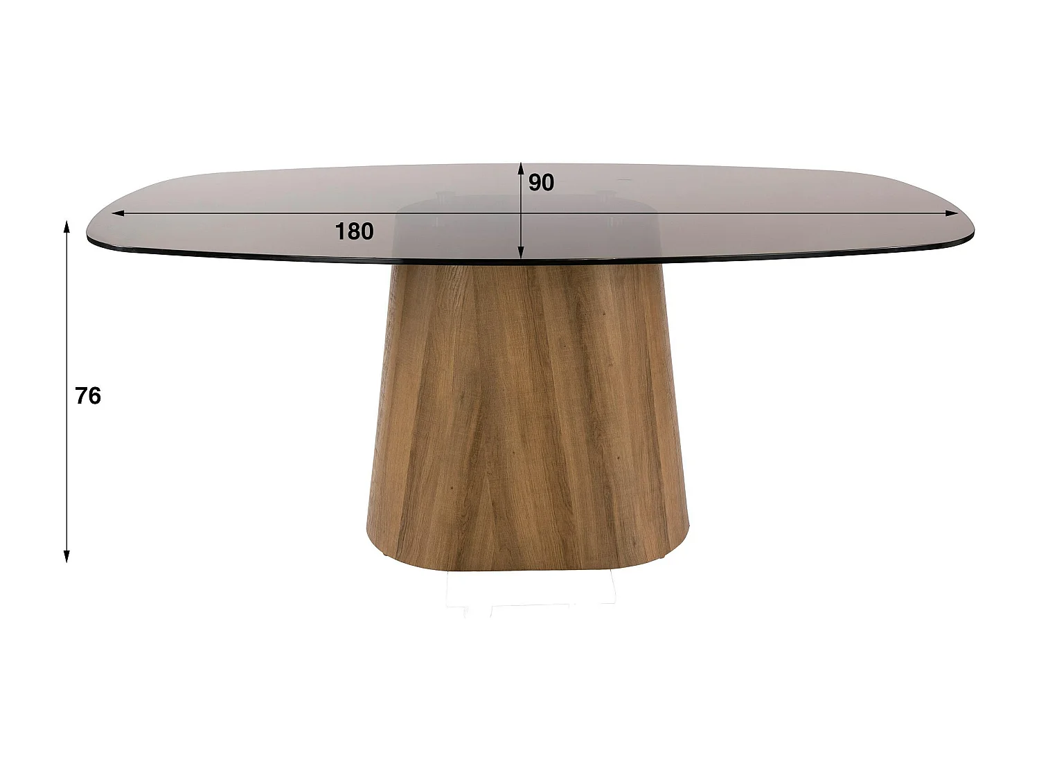 Table à manger en verre fumé design ovale organique 180 cm MILOS