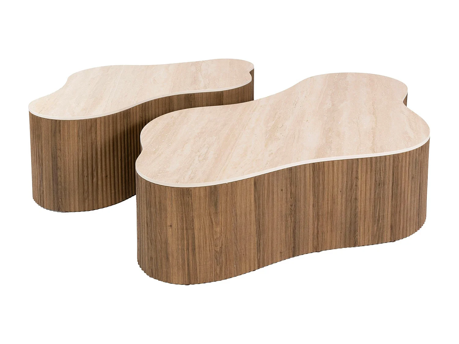Table basse céramique 3D pied rainuré 135 cm (lot de 2) MAHAL