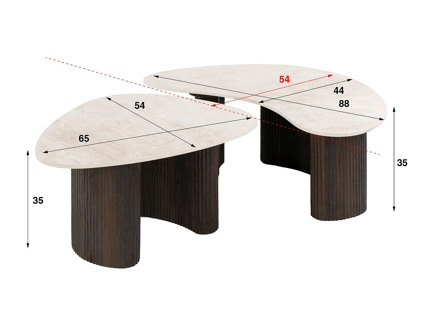 Table basse céramique 3D design organique (x2) MAHAL