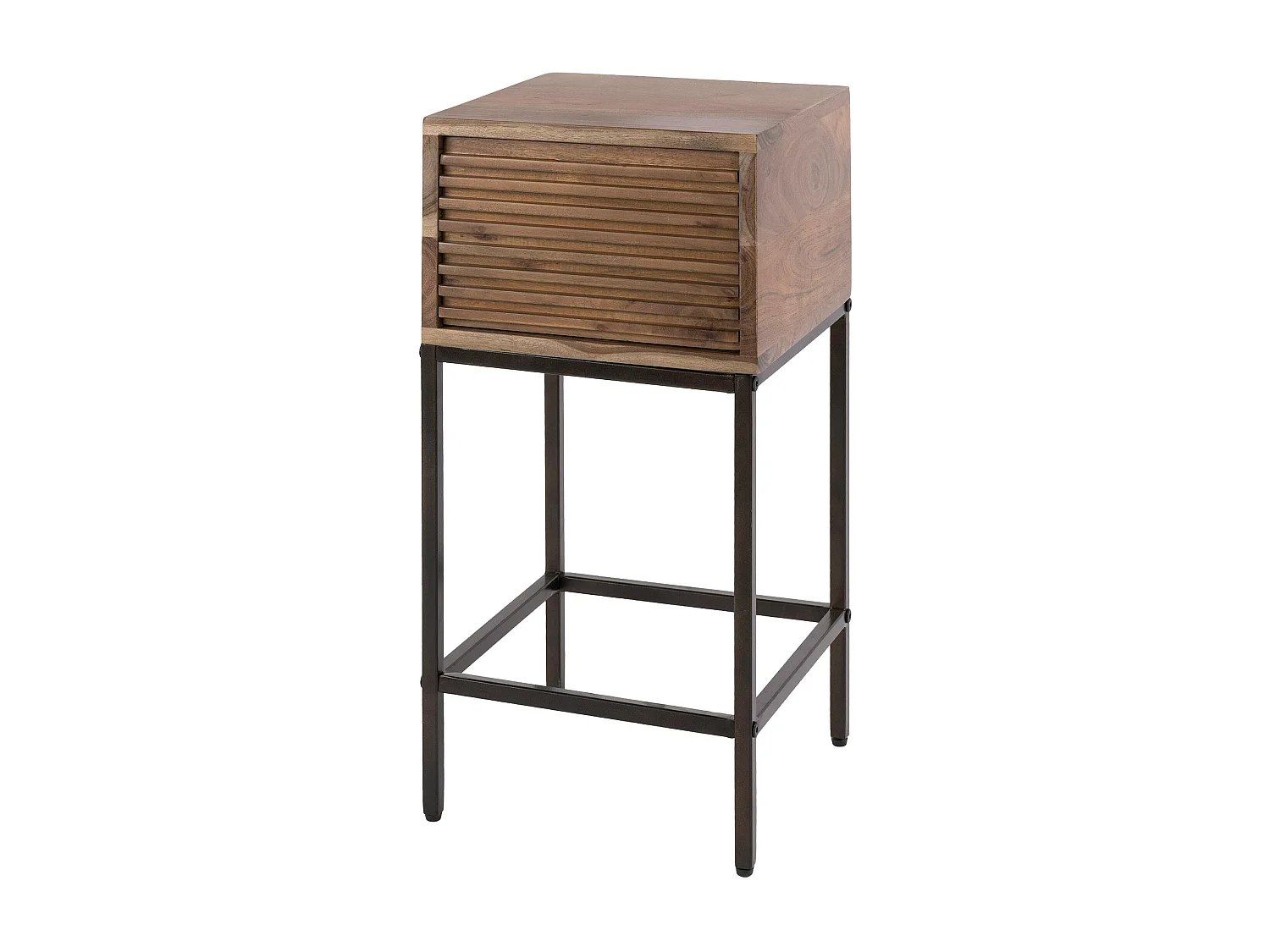 Table de chevet bois d'acacia 1 tiroir strié NAKO