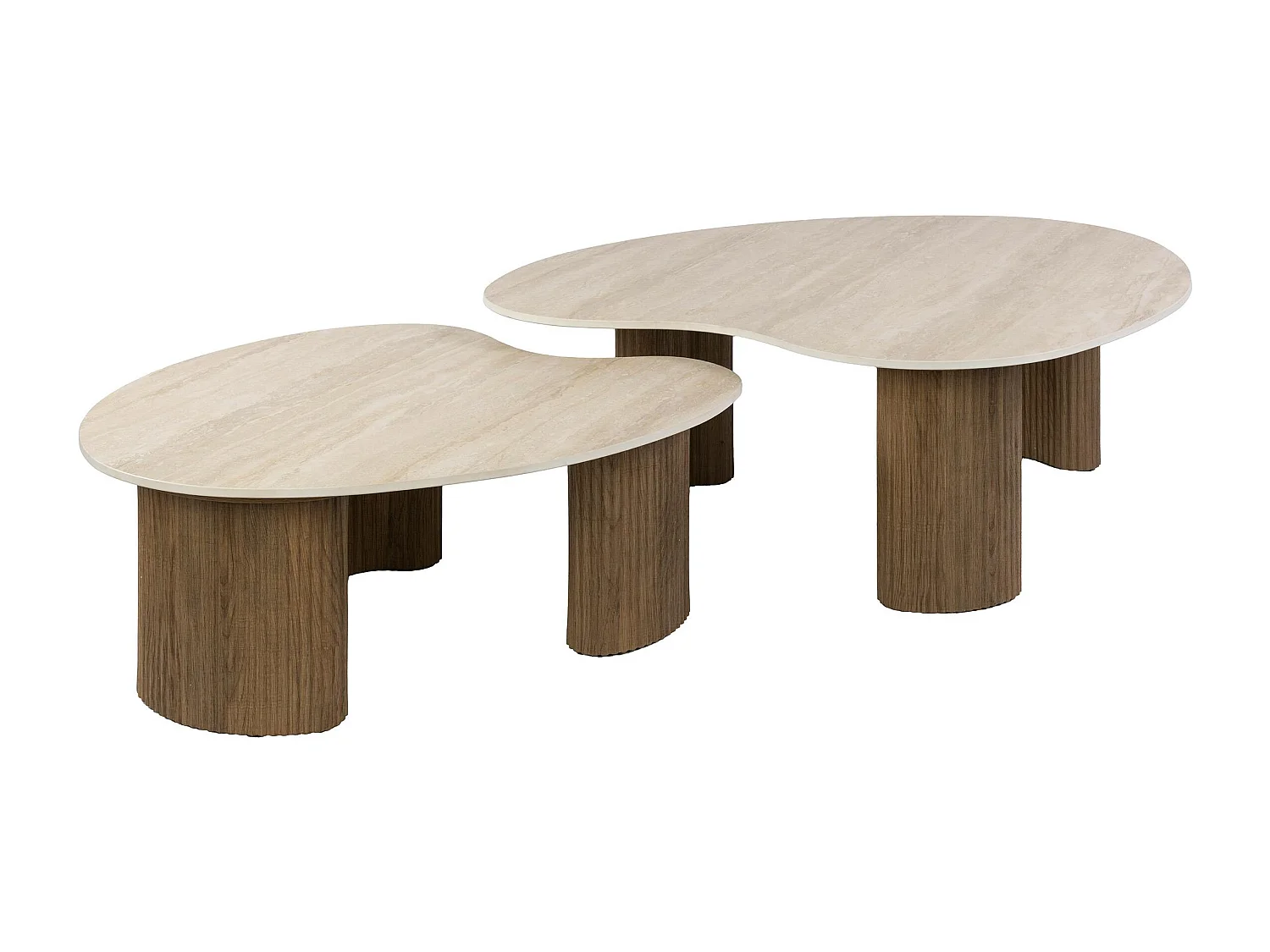 Table basse gigogne céramique 3D pieds rainurés (x2) MAHAL