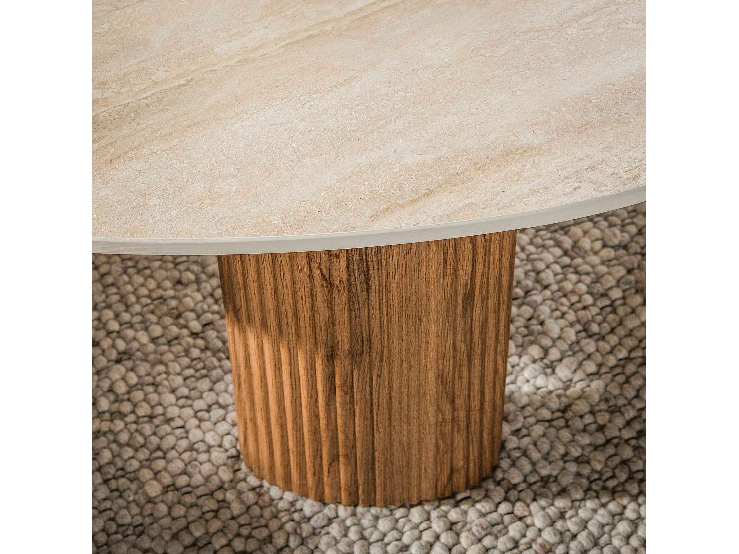 Table basse gigogne céramique 3D pieds rainurés (x2) MAHAL