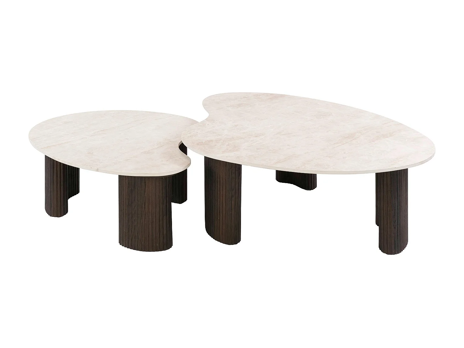 Table basse gigogne céramique 3D pieds foncés (x2) MAHAL