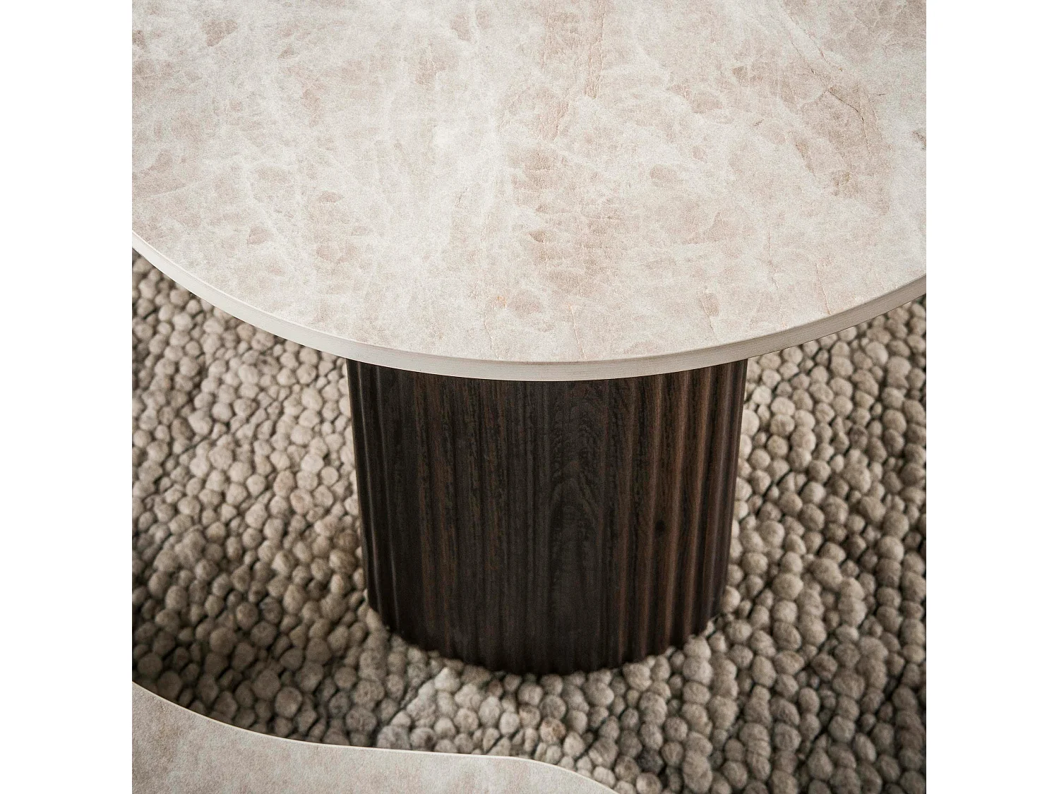 Table basse gigogne céramique 3D pieds foncés (x2) MAHAL