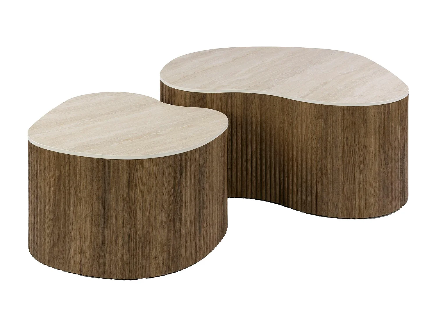 Table basse céramique 3D à pied rainuré (lot de 2) MAHAL